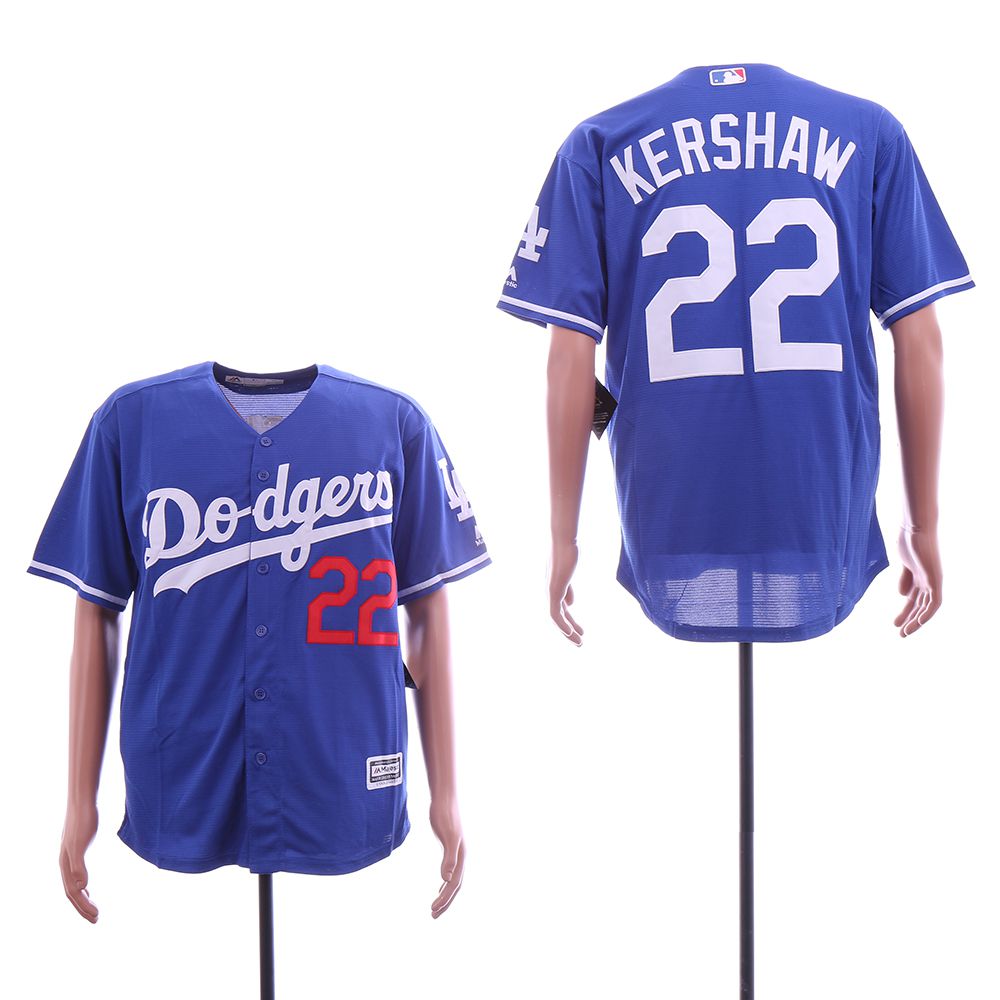 Men Los Angeles Dodgers 22 Kershaw Blue Game Team mark MLB Jerseys
